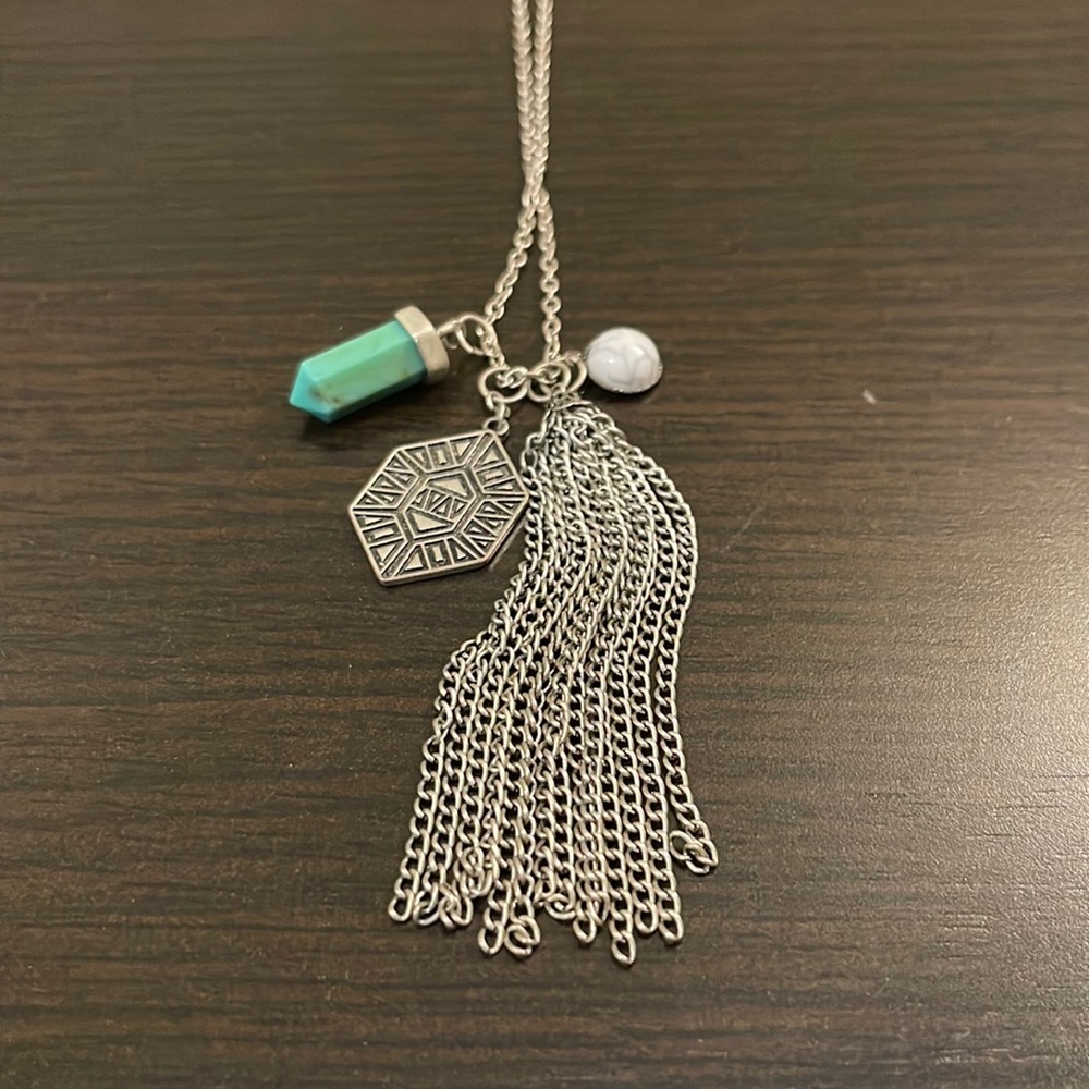 Long Silver Boho Necklace